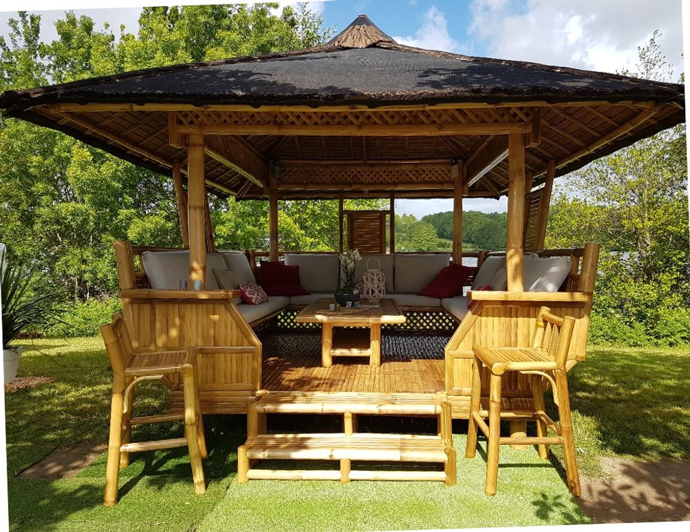 Gazébos, belvédères et pavillons de jardin - PALAWAN - Paillote bambou 14 Places - NIPAHUT SARL