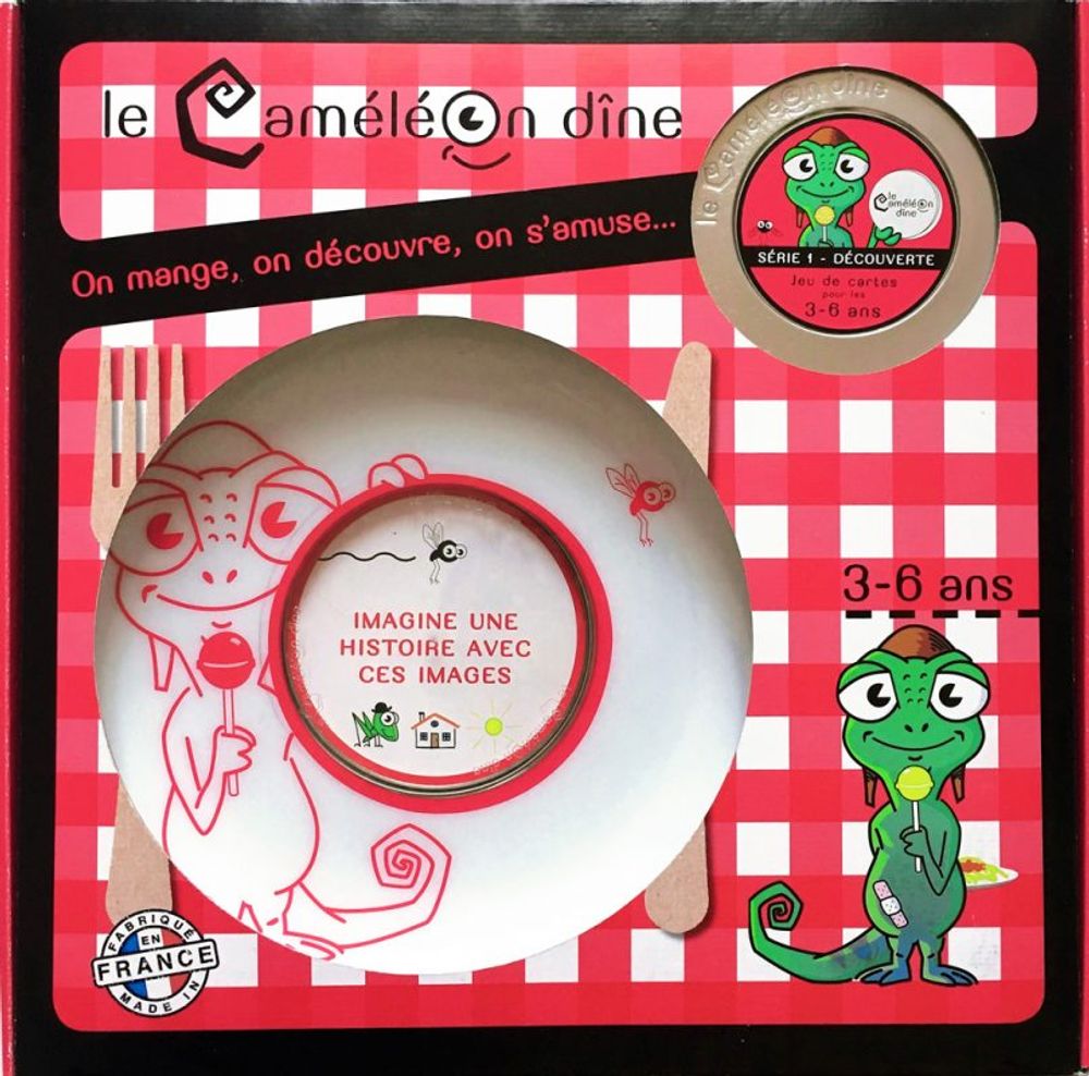 Jeux enfants - Assiette éducative + Cartes de Jeu série Découverte - 3 à 6 ans - LE CAMELEON DINE
