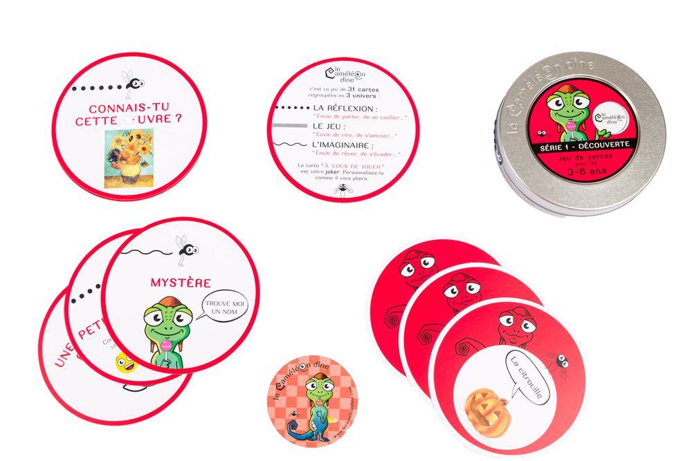 Jeux enfants - Assiette éducative + Cartes de Jeu série Découverte - 3 à 6 ans - LE CAMELEON DINE