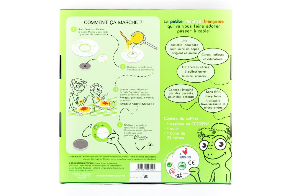 Jeux enfants - Assiette éducative + Cartes de jeu série Découverte - 6 à 8 ans - LE CAMELEON DINE