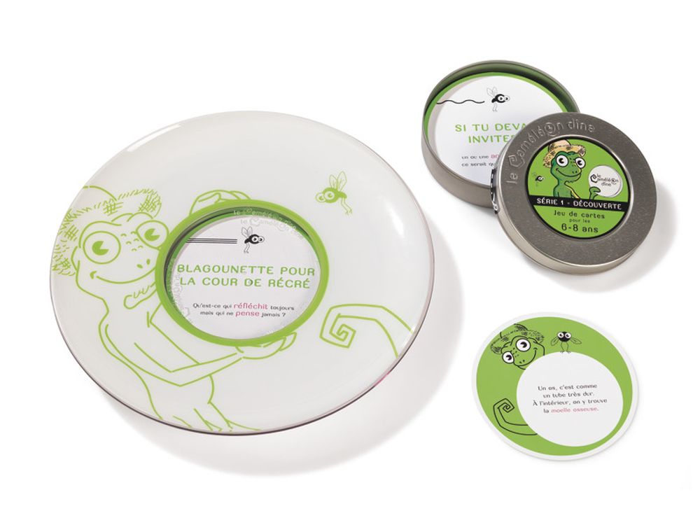 Jeux enfants - Assiette éducative + Cartes de jeu série Découverte - 6 à 8 ans - LE CAMELEON DINE