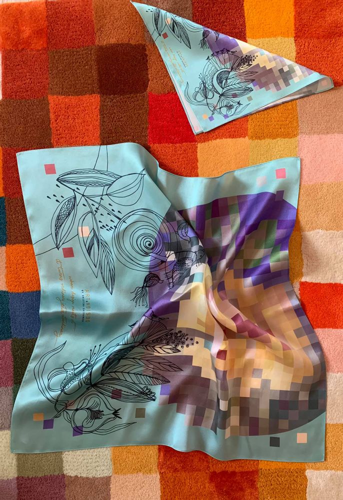 Scarves - Limited Edition Silk Scarves “Islands” (Art & Design by Kristina Gaidamaka) - UKRAINIAN DESIGN BRANDS
