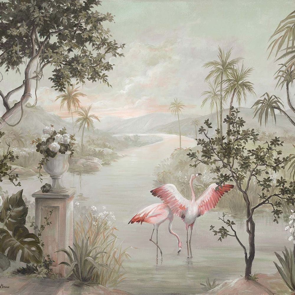 Wallpaper - Paisaje con Flamencos Panel - ETOFFE.COM