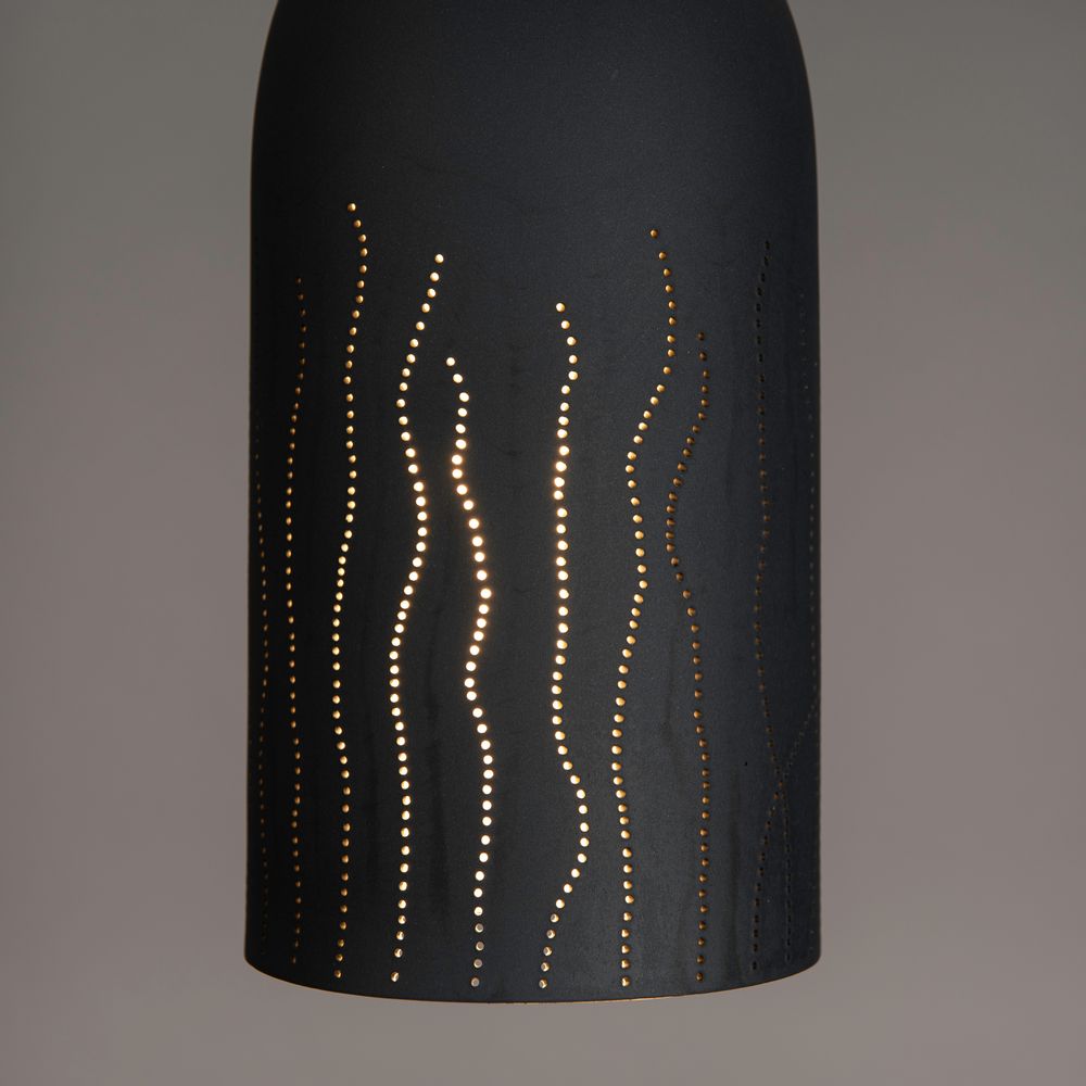 Suspensions - suspension porcelaine noire perforée - JEAN-MARC FONDIMARE