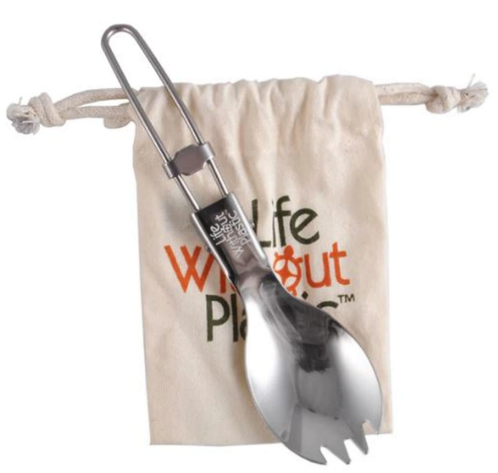 Ustensiles de cuisine - Spork en acier inoxydable dans pochette en coton bio - LIFE WITHOUT PLASTIC