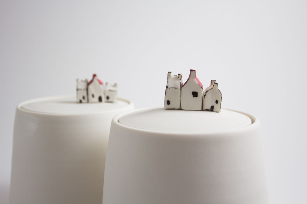 Ceramic - Large jar with miniature houses - BÉRANGÈRE CÉRAMIQUES