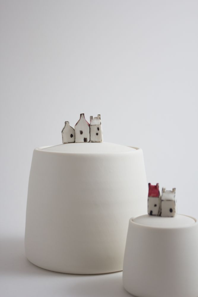 Ceramic - Large jar with miniature houses - BÉRANGÈRE CÉRAMIQUES