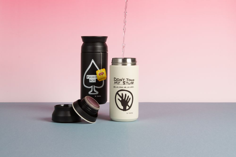 Gifts - Don't Touch / Ace Travel Tumbler by David Shrigley - TURNAROUND