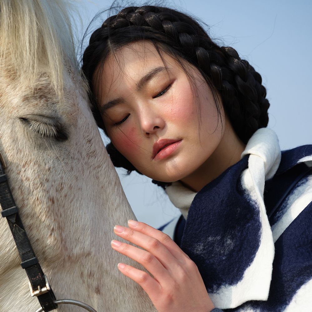 Scarves - MONGOLIA CLOUD Handcrafted cashmere scarf - Blue on White - SANDRIVER MONGOLIAN CASHMERE