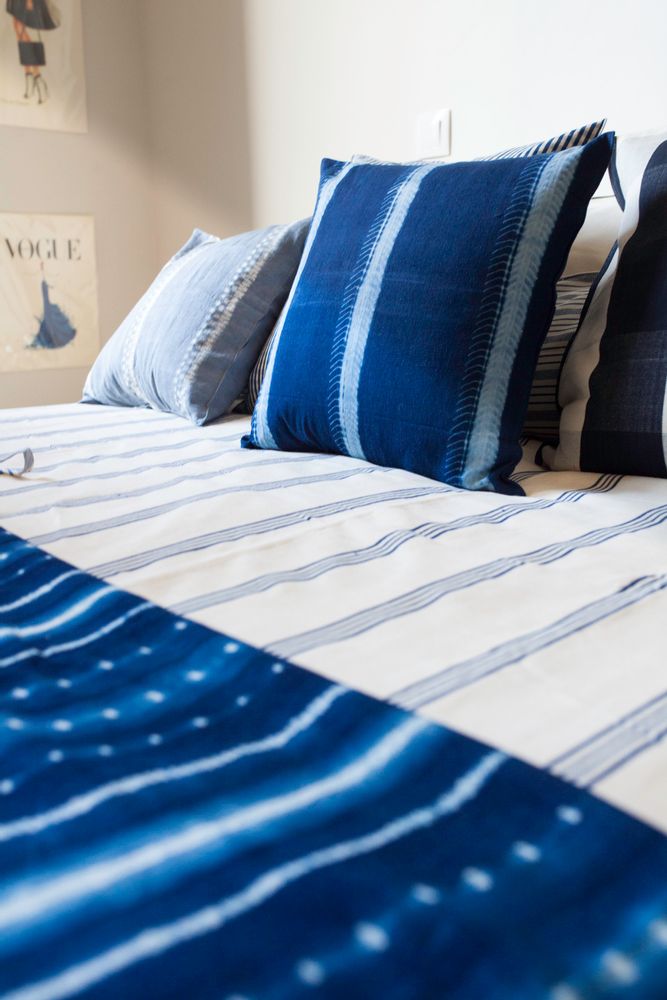 Fabric cushions - Home linen and bedlinen, 100% cotton, hand-spun, hand-woven and hand-dyed in West Africa. - TENSIRA MADE IN AFRICA