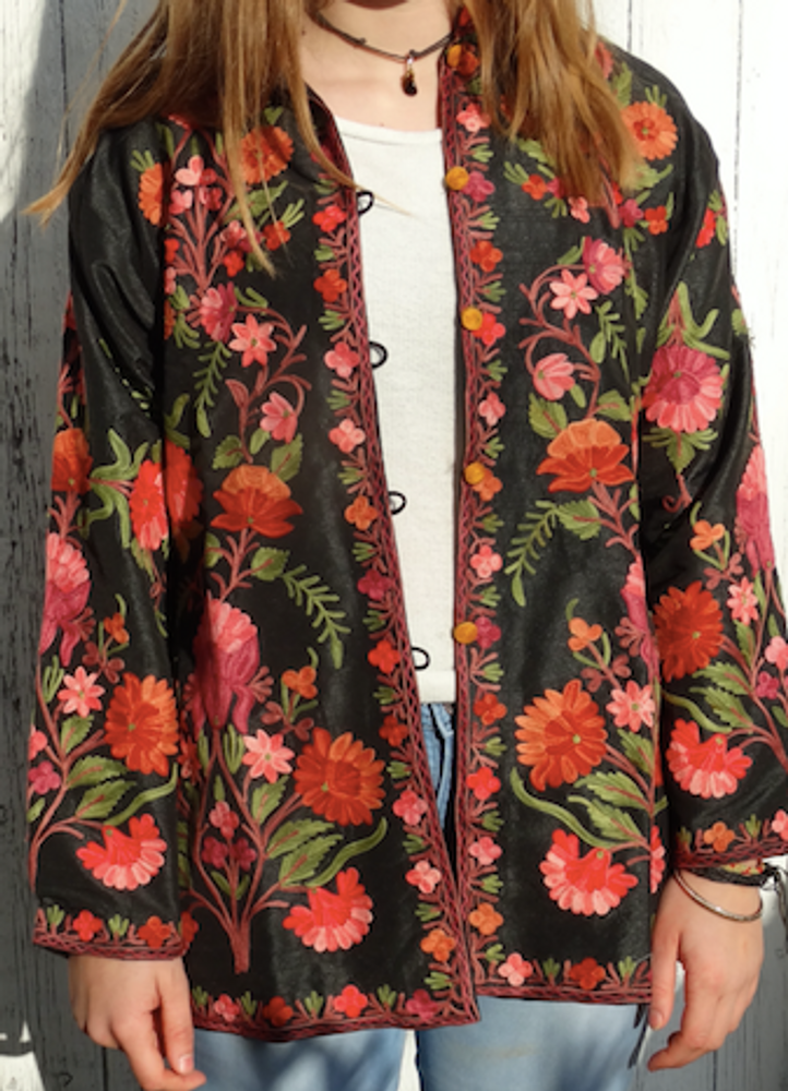 Apparel - KASHMIR ethnic embroidery silk and/ or wool jacket - PECHAAN