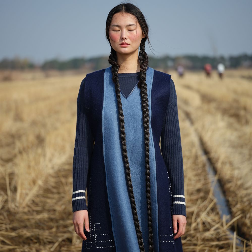 Prêt-à-porter - Robe en feutre cachemire fabriquée à la main - SANDRIVER MONGOLIAN CASHMERE