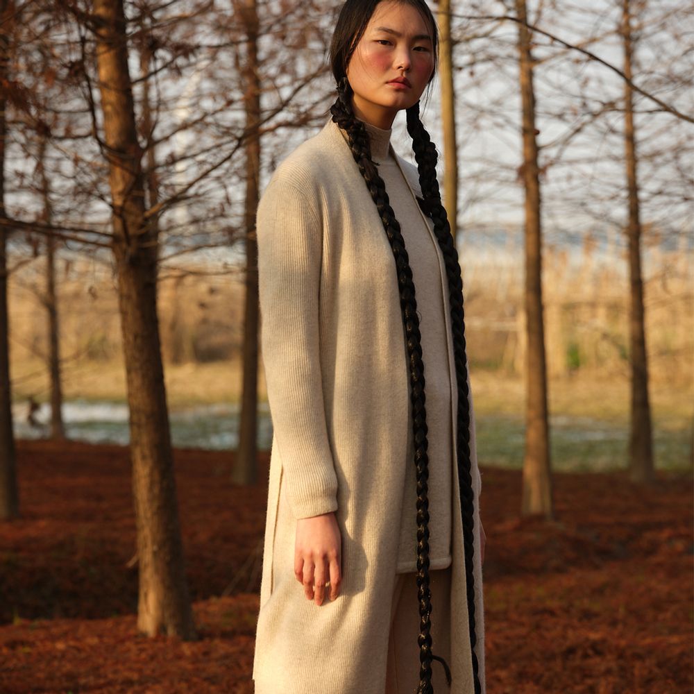 Homewear - Cashmere knitted long cardigan - SANDRIVER MONGOLIAN CASHMERE