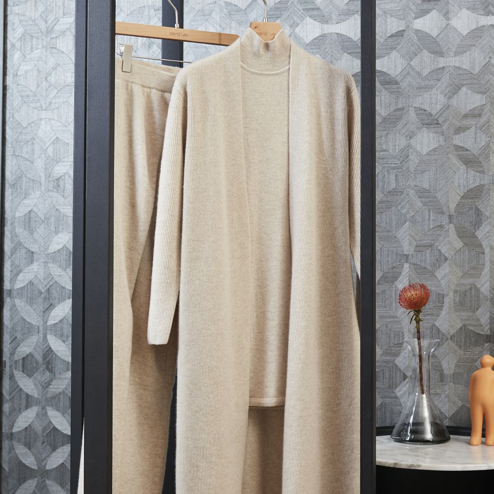 Homewear - Cashmere knitted long cardigan - SANDRIVER MONGOLIAN CASHMERE