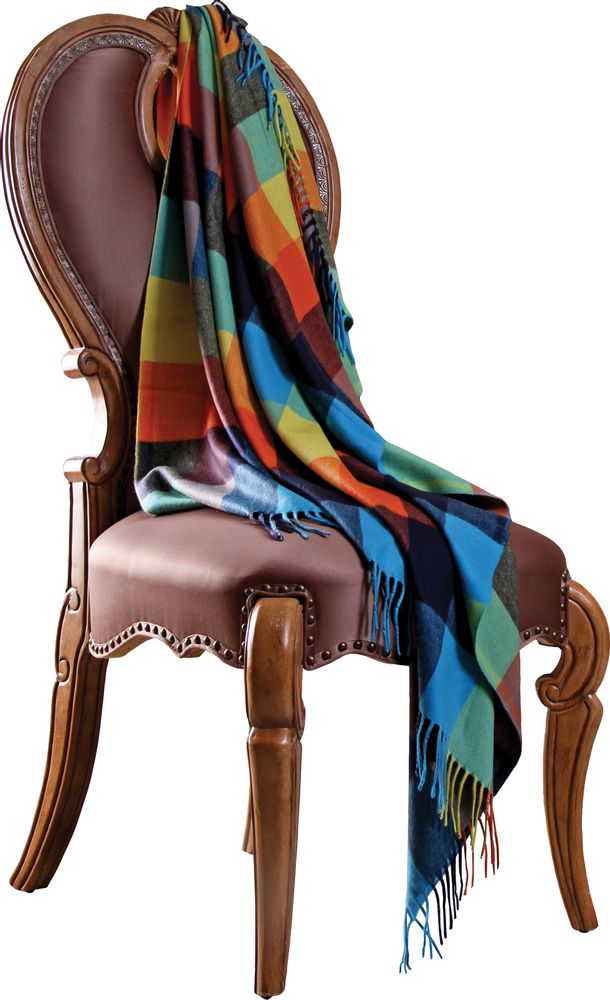 Throw blankets - Multi color block cashmere throw - ERDENET CASHMERE