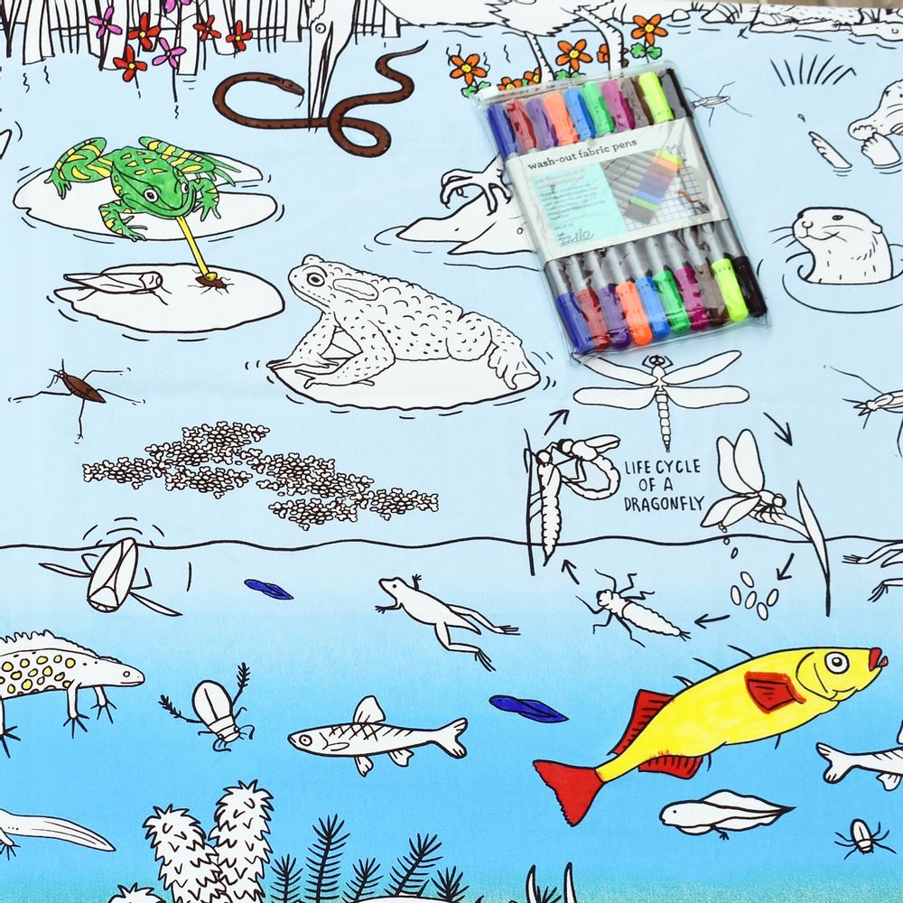 Table cloths - colour & learn pond life tablecloth. - EATSLEEPDOODLE