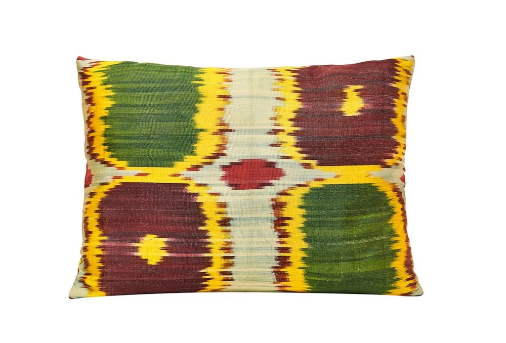 Couettes et oreillers - Coussin Ikat en soie tissé à la main Primevère - HERITAGE GENEVE