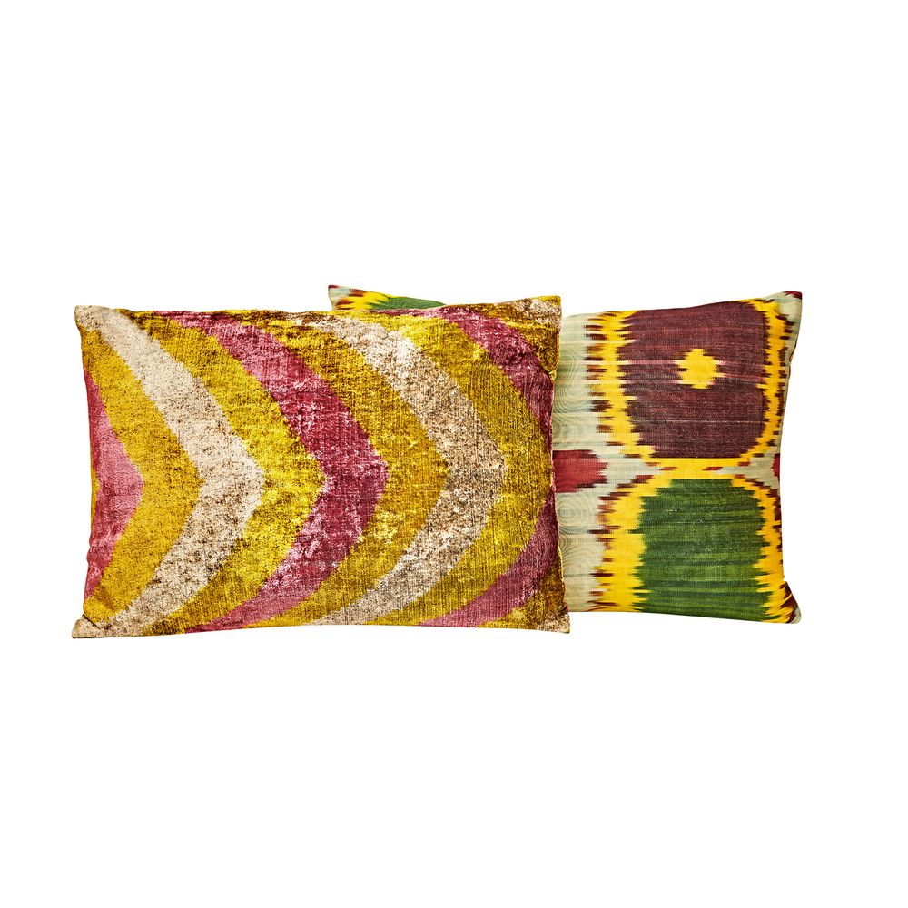 Couettes et oreillers - Coussin Ikat en soie tissé à la main Primevère - HERITAGE GENEVE