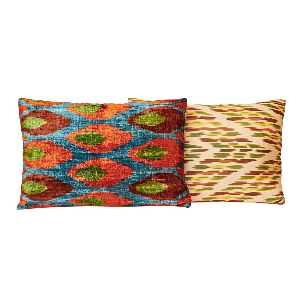 Couettes et oreillers - Coussin Ikat en soie tissé à la main Primevère - HERITAGE GENEVE