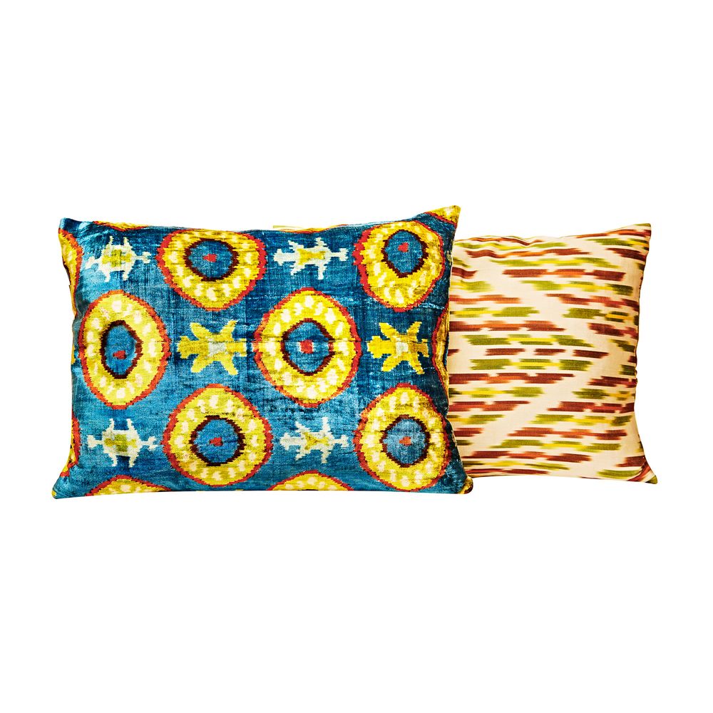 Couettes et oreillers - Coussin Ikat en soie tissé à la main Primevère - HERITAGE GENEVE