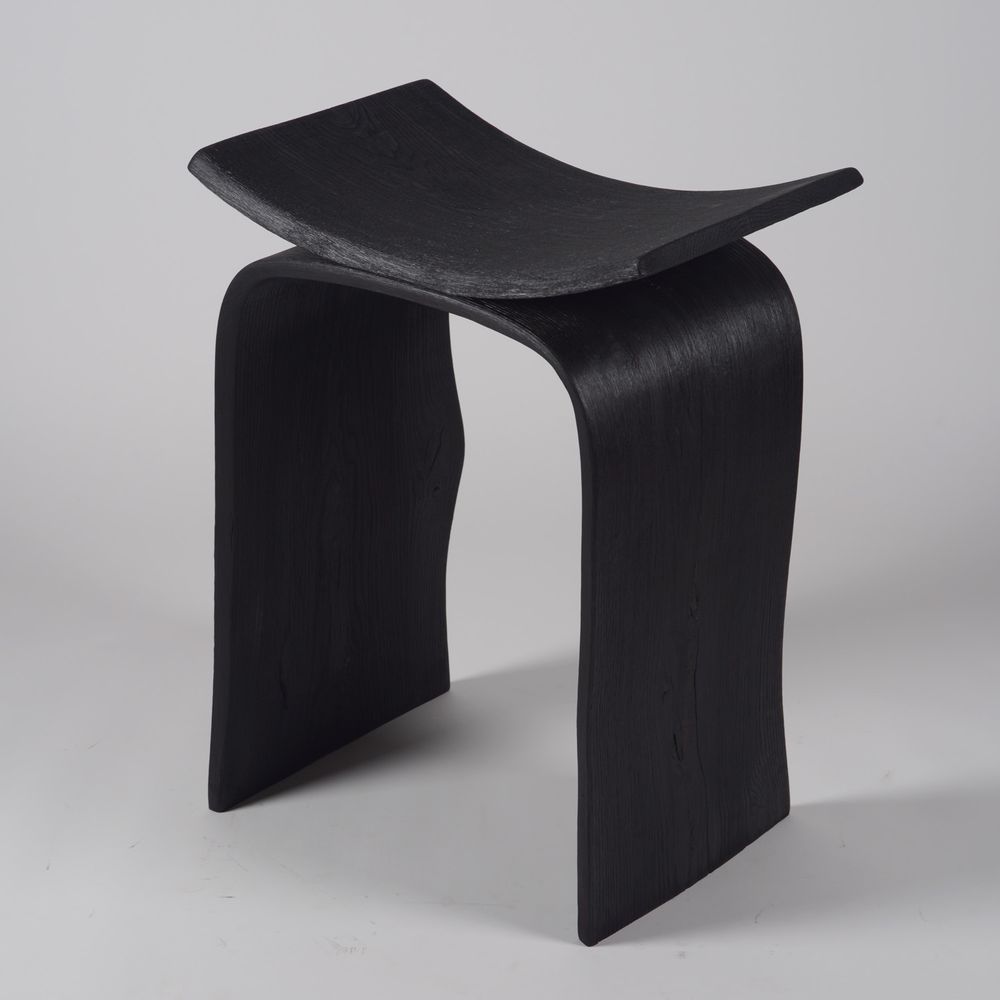 Tabourets - Tabourets MINIMAL - Shougi (bois brûlé) - JOE SAYEGH PARIS