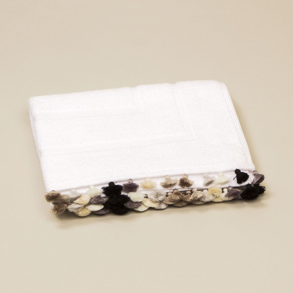 Objets de décoration - Linge de bain en coton blanc avec pompons - MIA ZIA