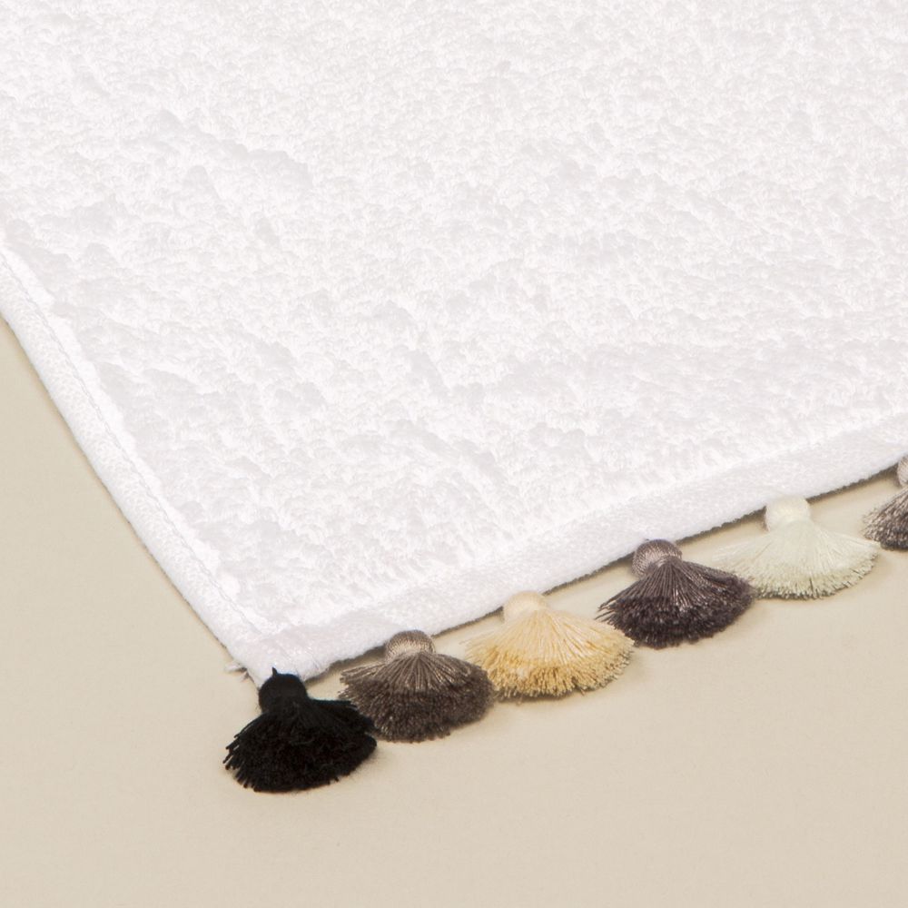 Objets de décoration - Linge de bain en coton blanc avec pompons - MIA ZIA