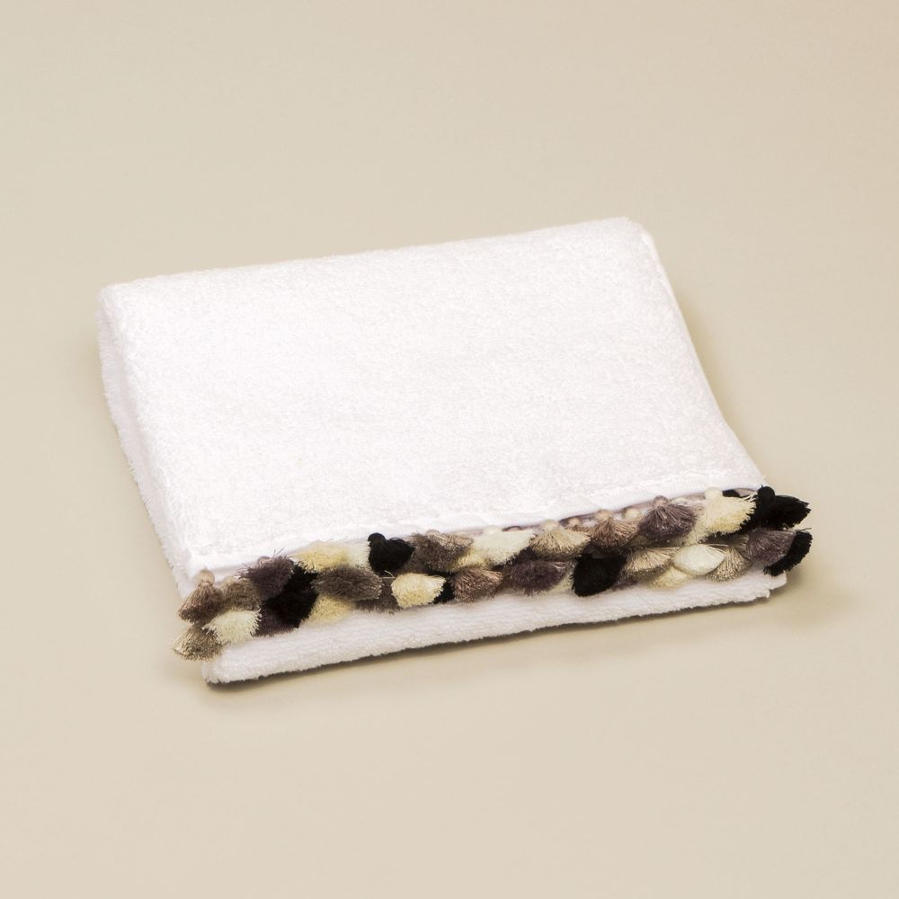 Objets de décoration - Linge de bain en coton blanc avec pompons - MIA ZIA