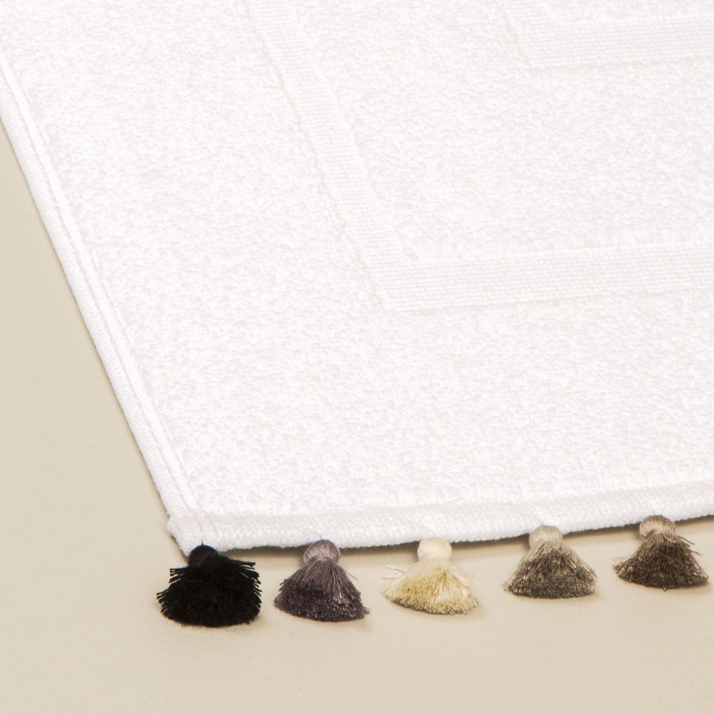 Objets de décoration - Linge de bain en coton blanc avec pompons - MIA ZIA