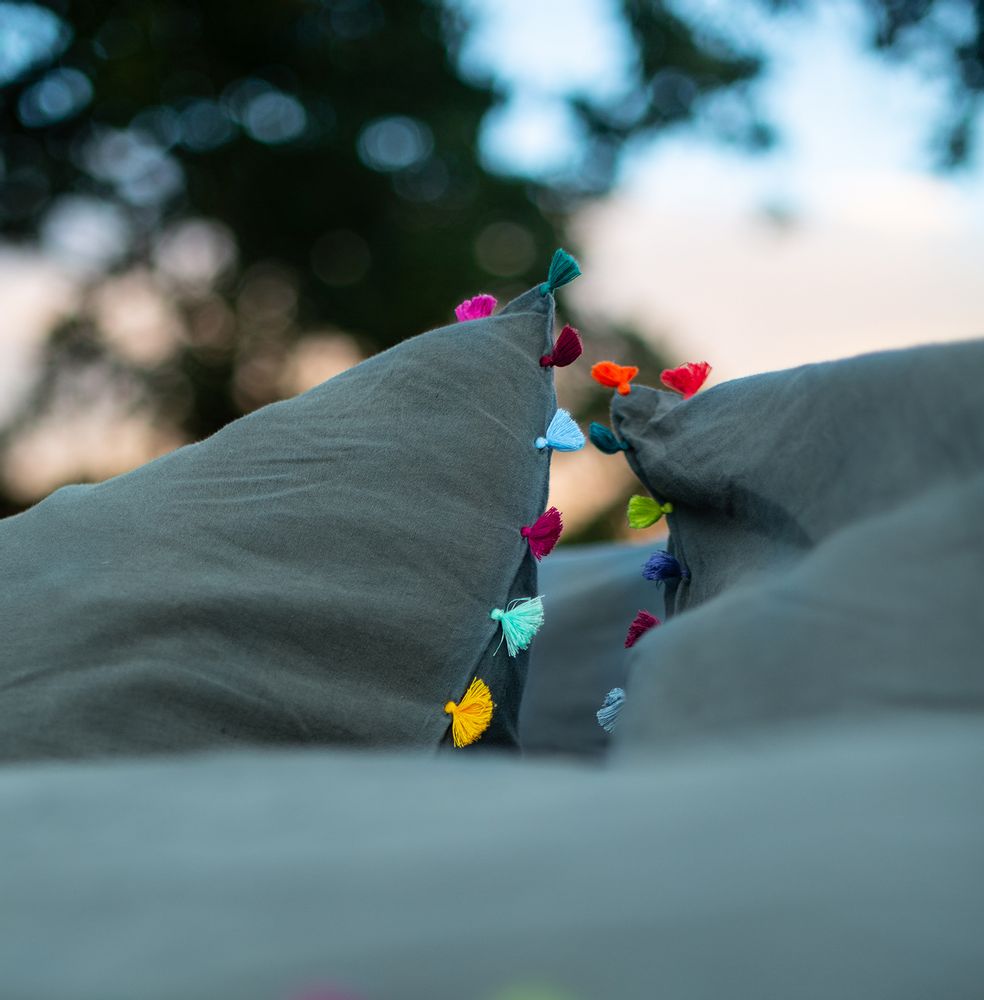 Bed linens - Dark grey linen and cotton washed/crinckled bedding - MIA ZIA