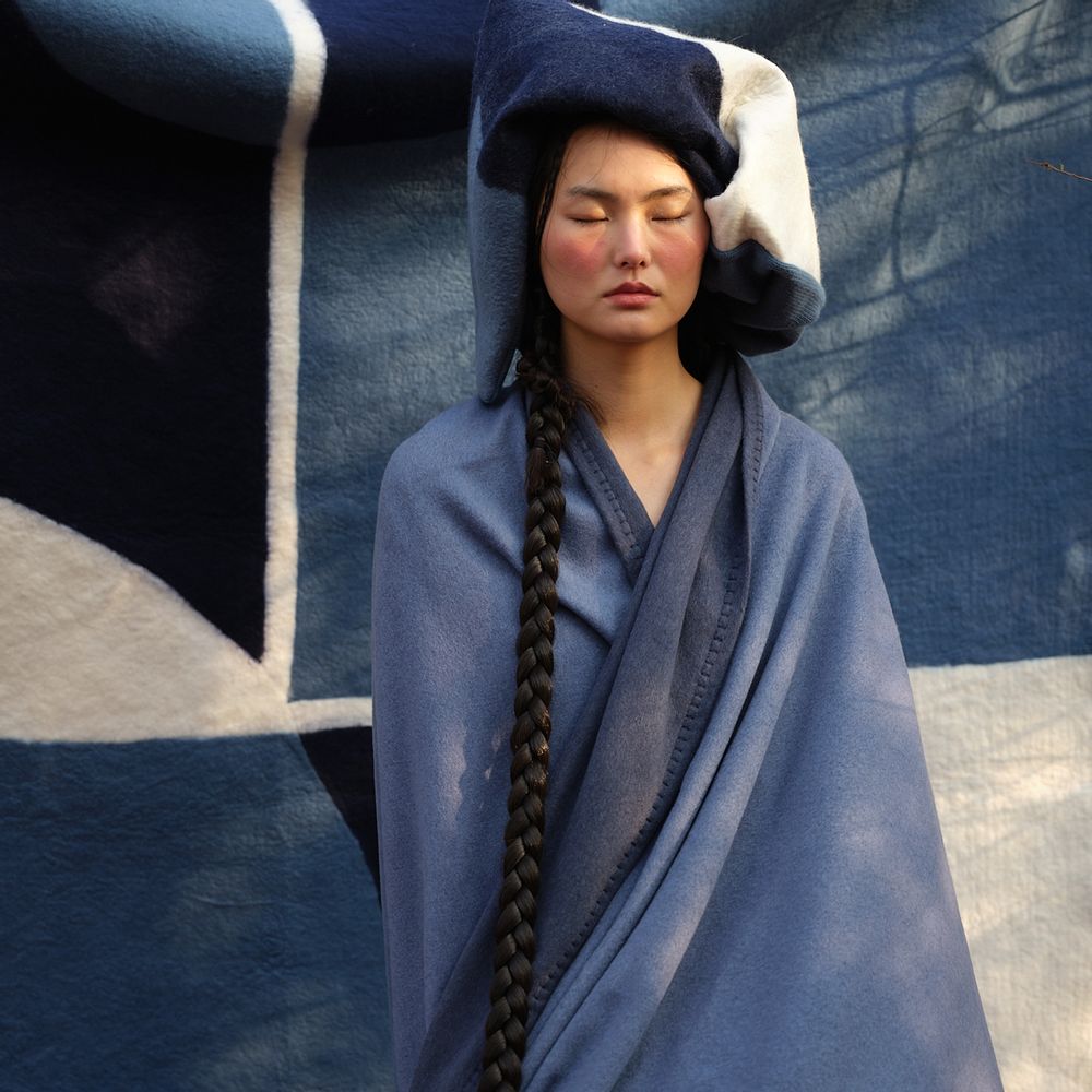 Throw blankets - Double-sided ripple cashmere throw - small - SANDRIVER MONGOLIAN CASHMERE