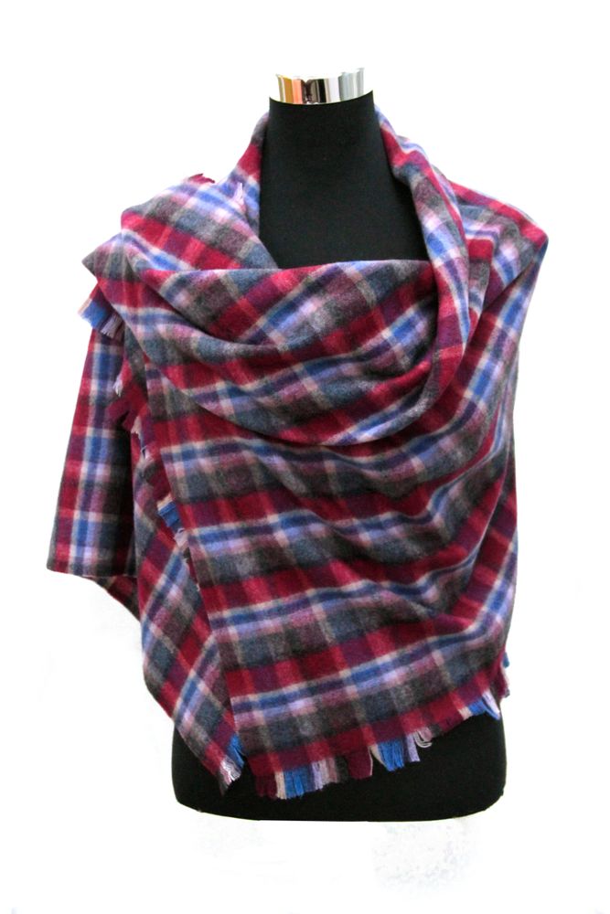 Scarves - Pure cashmere plaid /blanket scarf - ERDENET CASHMERE