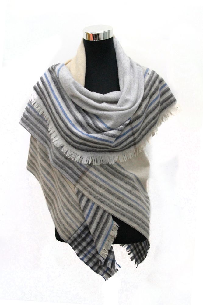 Scarves - Pure cashmere plaid /blanket scarf - ERDENET CASHMERE