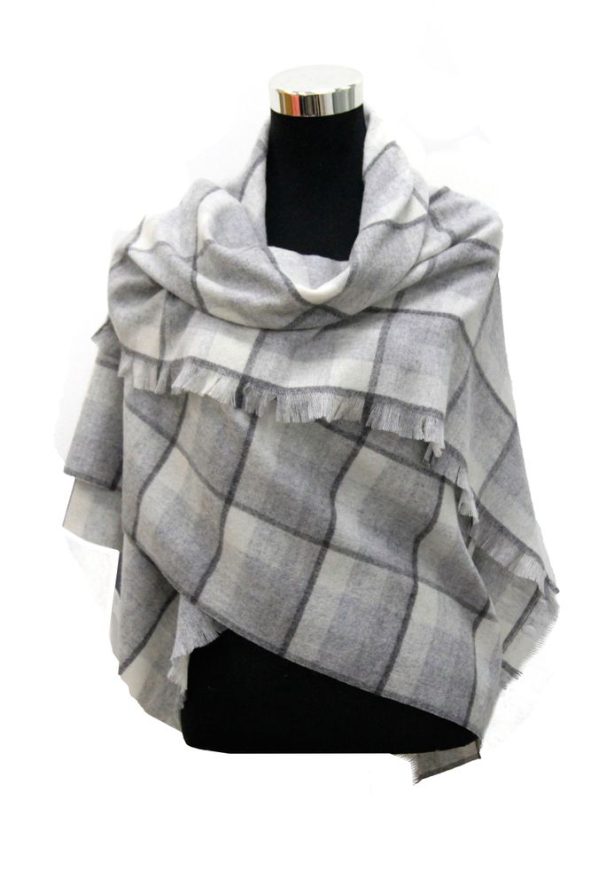 Scarves - Pure cashmere plaid /blanket scarf - ERDENET CASHMERE