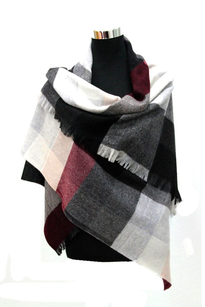 Scarves - Pure cashmere plaid /blanket scarf - ERDENET CASHMERE
