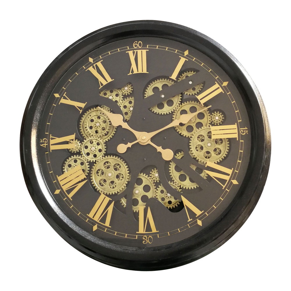 Horloges - HORLOGE MÉCANISME NOIR ET DORÉ 52X9X52CM - EMDE