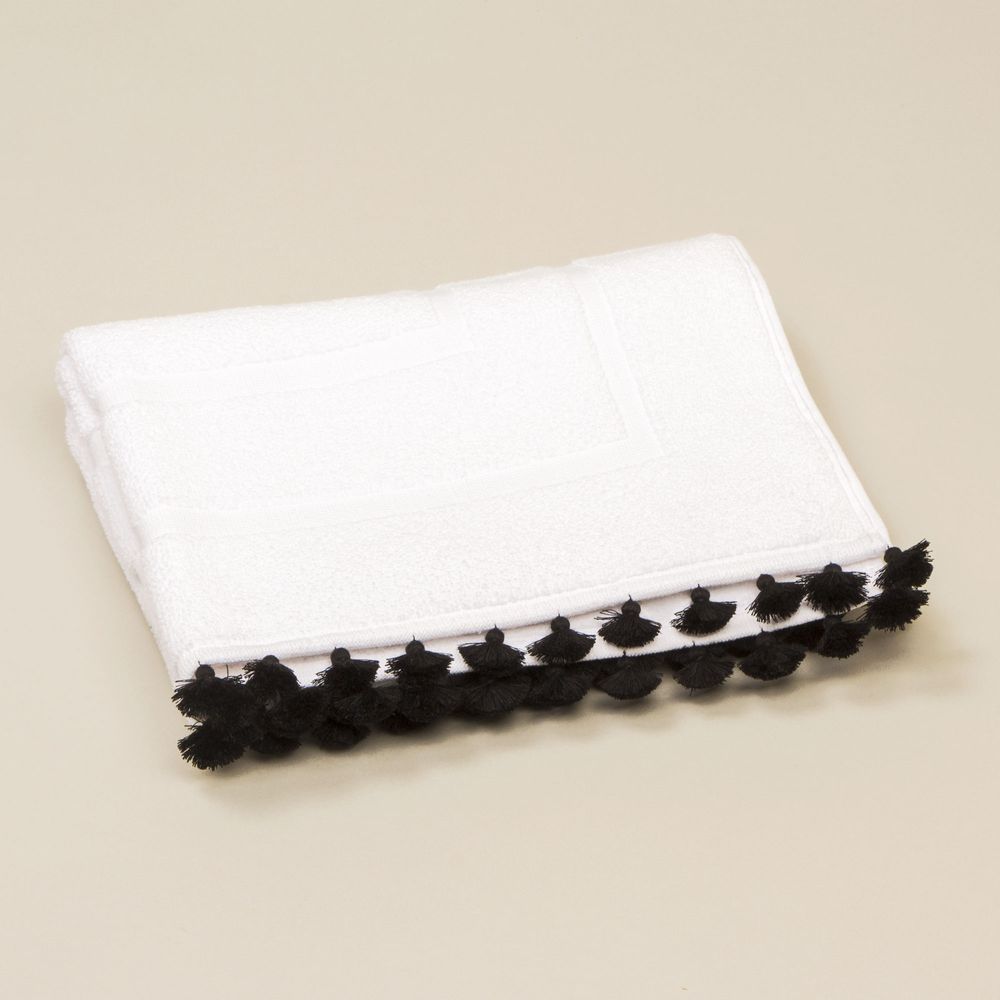 Homewear - White bath linen with black pompons. - MIA ZIA