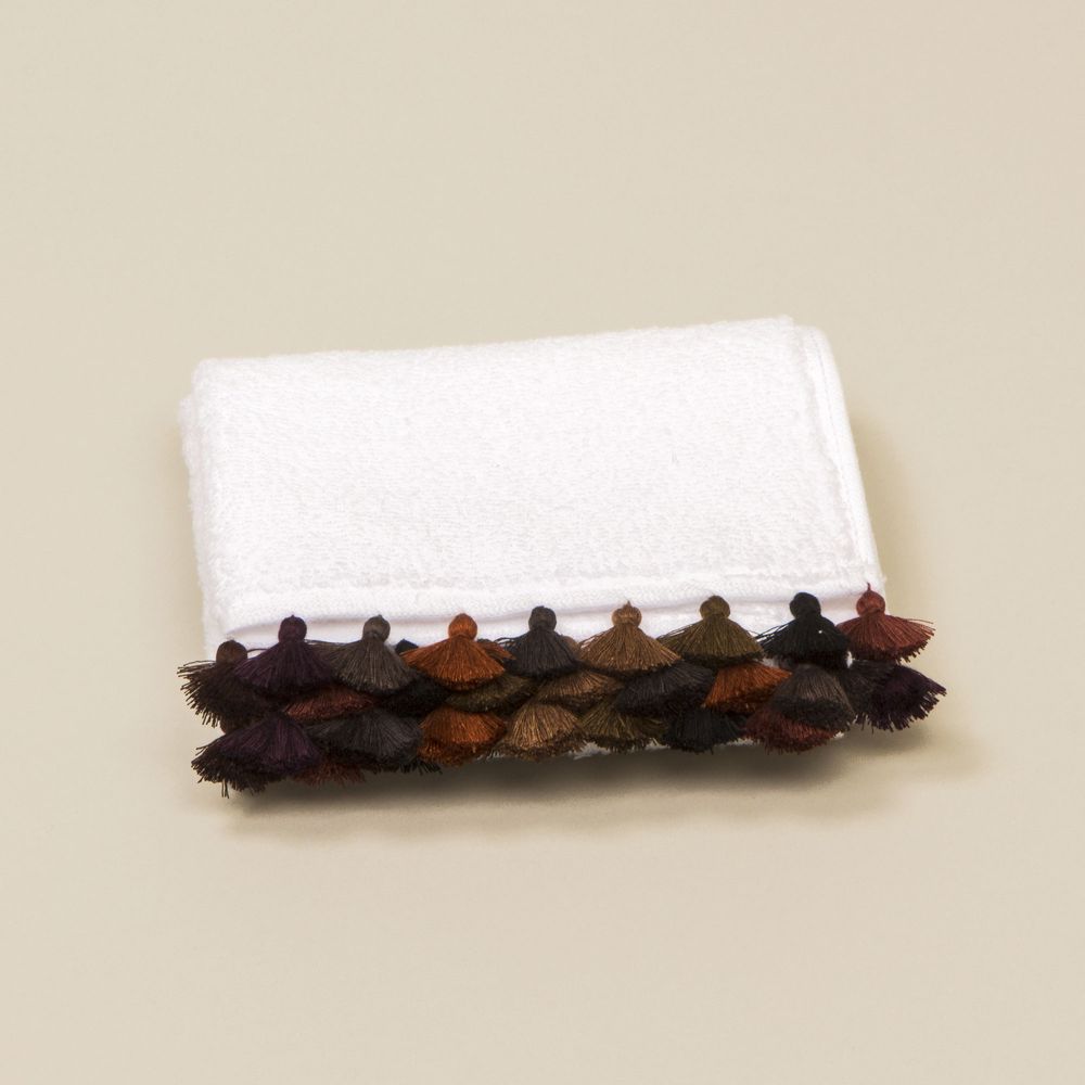 Decorative objects - White cotton bath linen with pompons - MIA ZIA