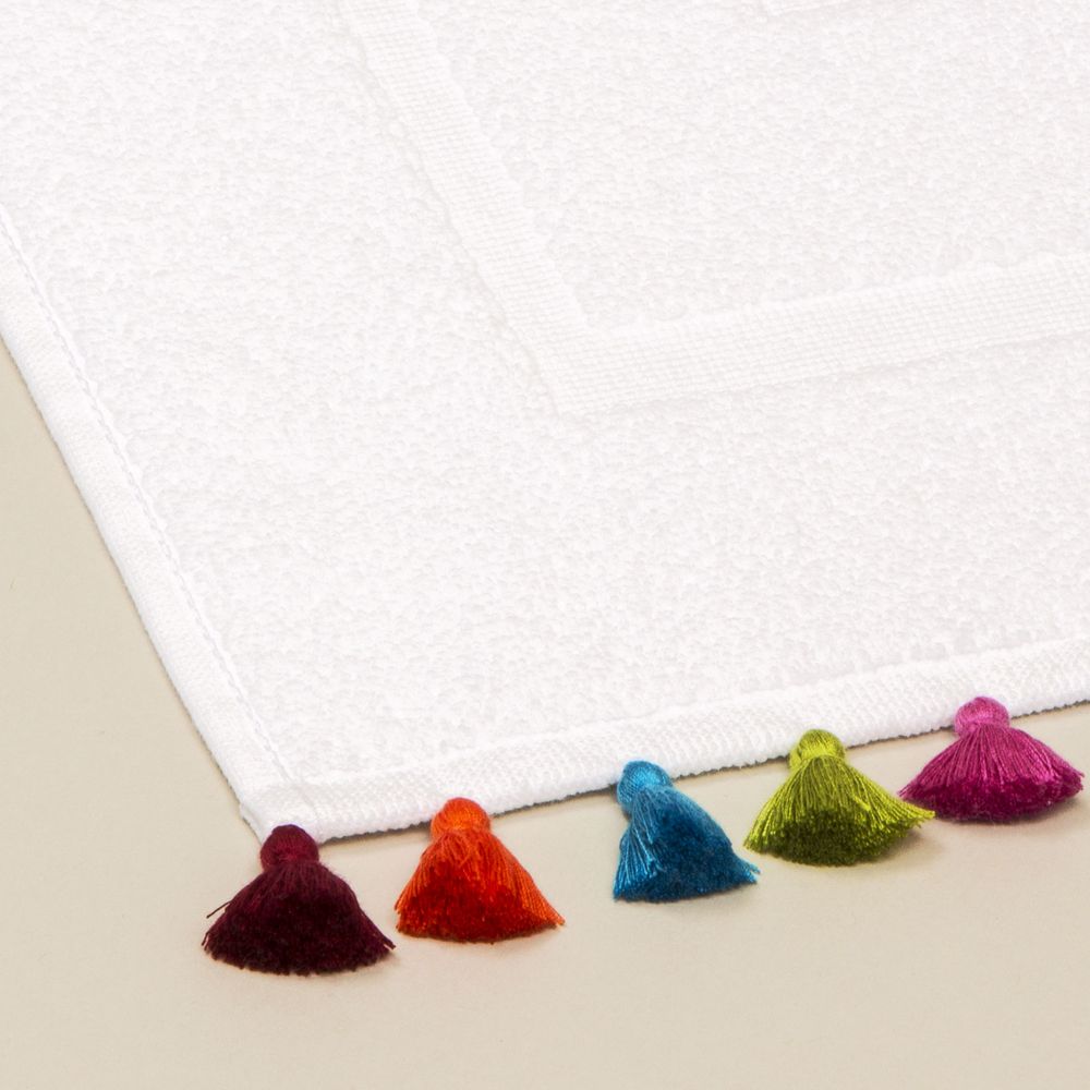 Objets de décoration - Linge de bain en coton blanc avec pompons. - MIA ZIA