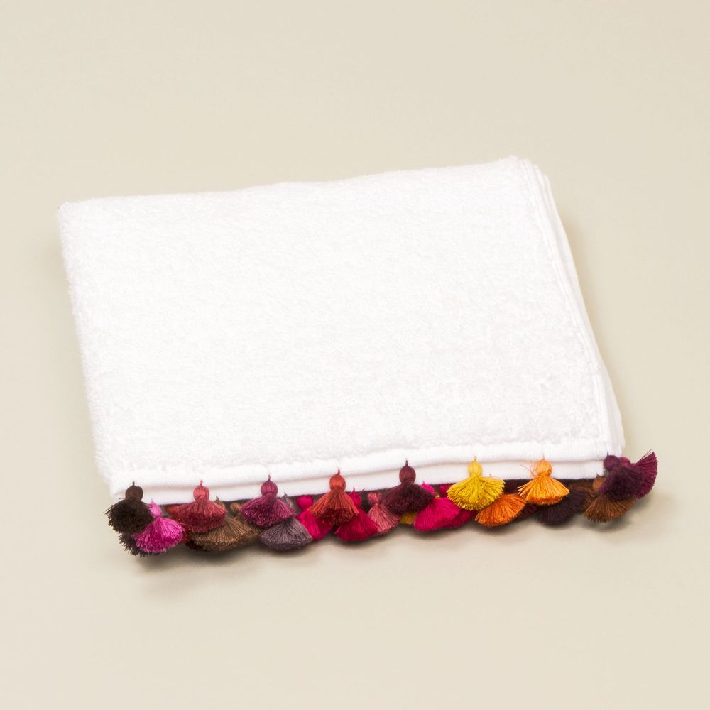 Decorative objects - White cotton bath linen with pompons - MIA ZIA
