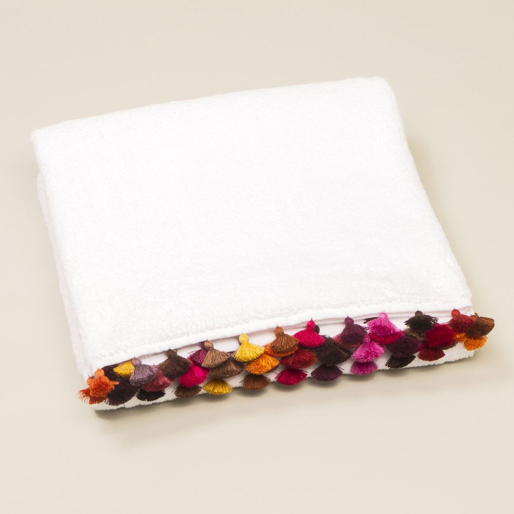 Decorative objects - White cotton bath linen with pompons - MIA ZIA