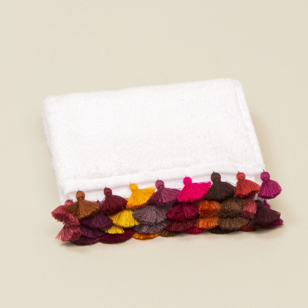 Decorative objects - White cotton bath linen with pompons - MIA ZIA