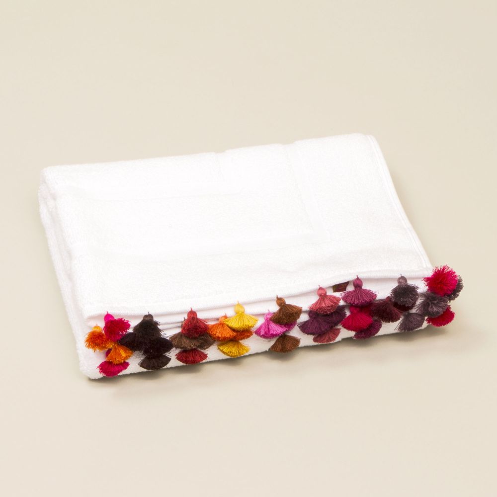 Decorative objects - White cotton bath linen with pompons - MIA ZIA