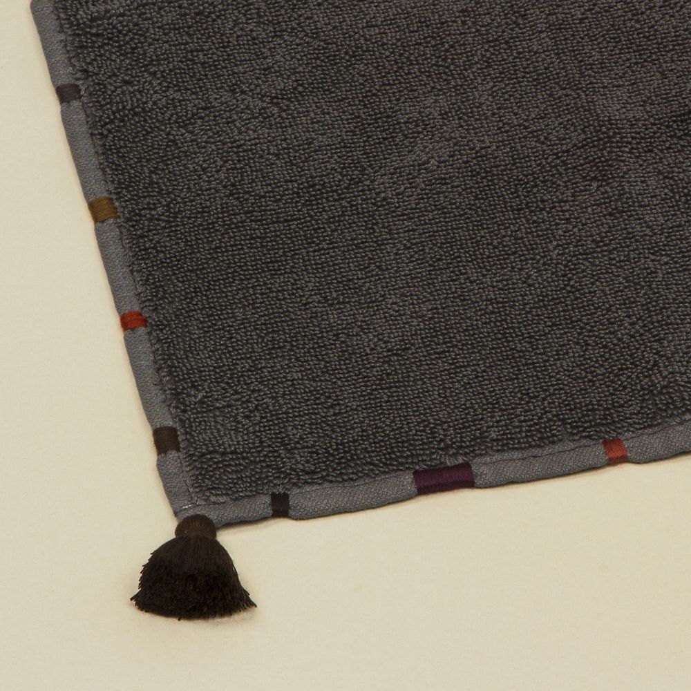 Autres linges de bain - Linge de bain gris foncé avec broderies et pompons - MIA ZIA