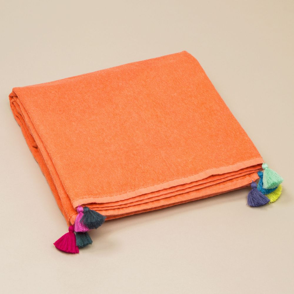 Homewear - Cotton beach towel with pompons. - MIA ZIA