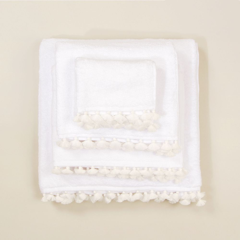 Decorative objects - White bath linen with white pompons. - MIA ZIA