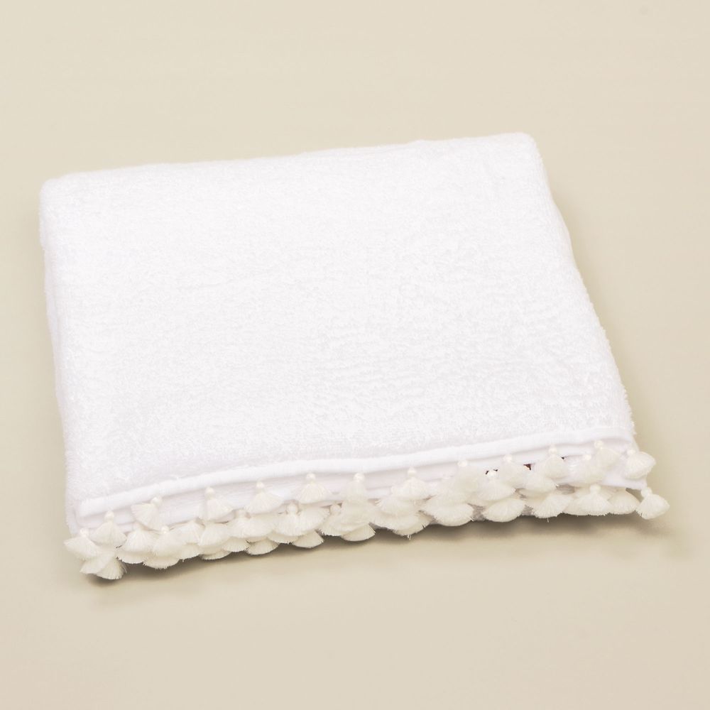Decorative objects - White bath linen with white pompons. - MIA ZIA