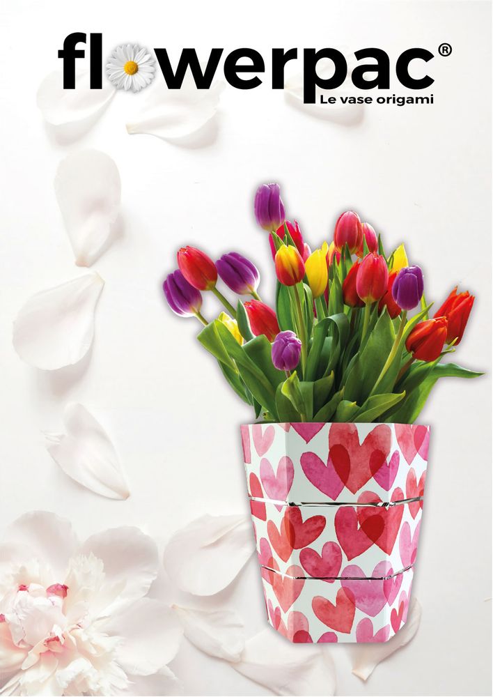 Cadeaux - Seau à glace & Vase pliable origami LOVE - ICEPAC FLOWERPAC