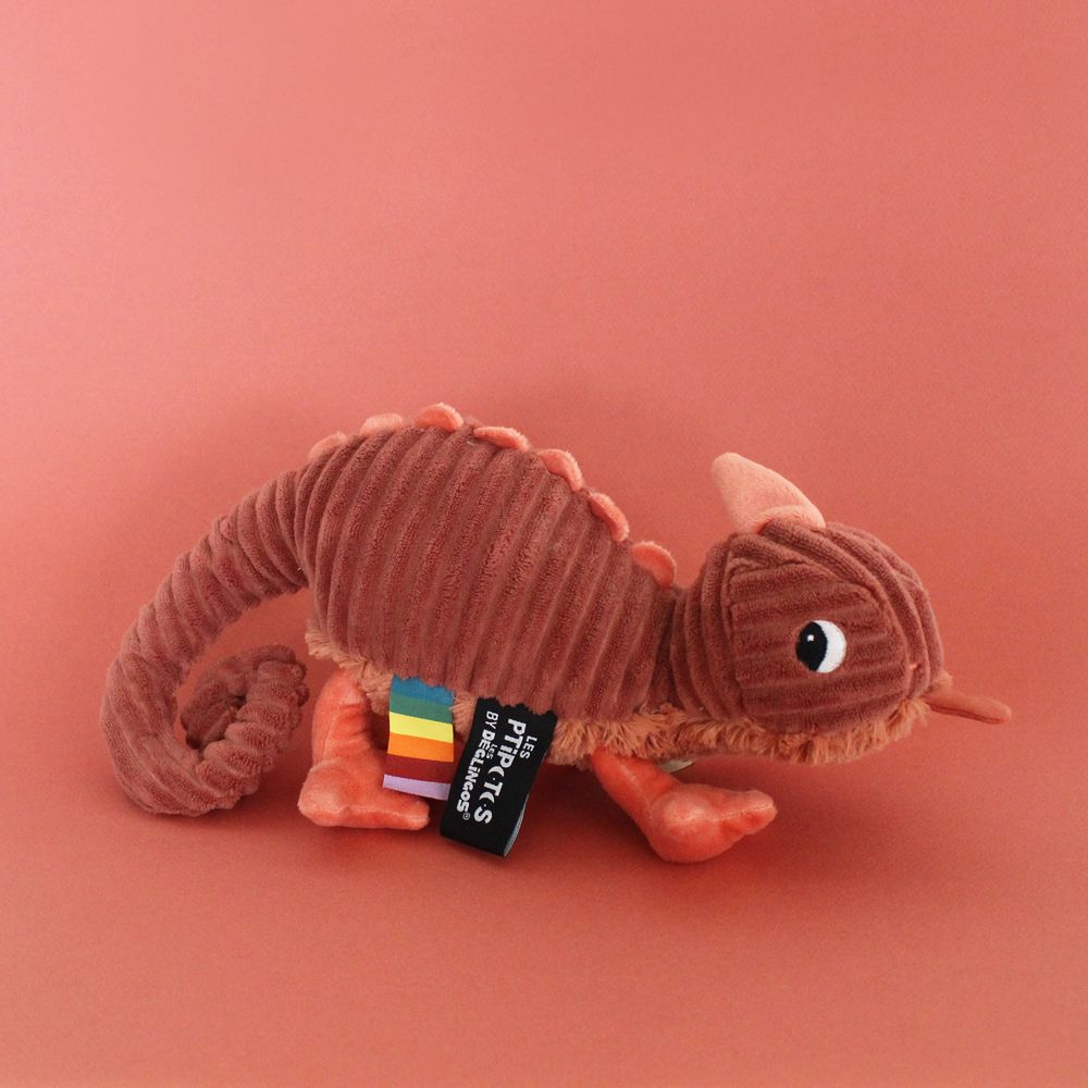 Jouets enfants - Peluche Ptipotos le caméléon terracota - DEGLINGOS