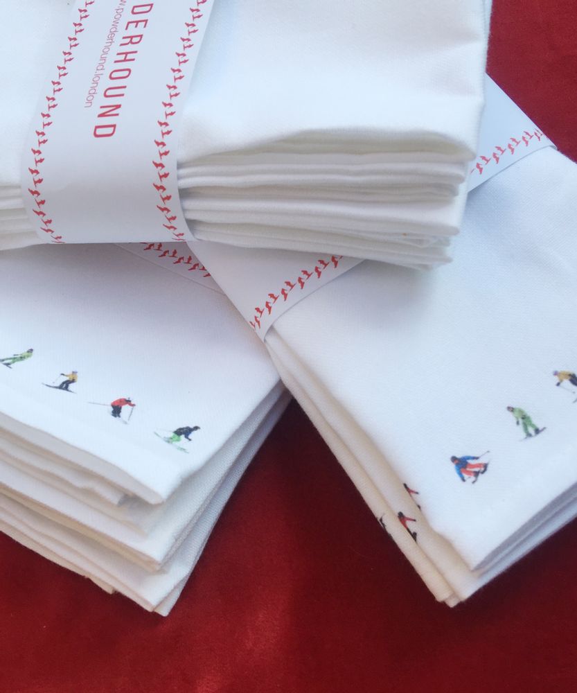 Napkins - Powderhound Ski Themed Cotton Napkins - POWDERHOUND